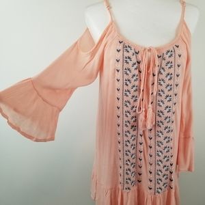 Exist Pink With Blue/White Embroiderey Top